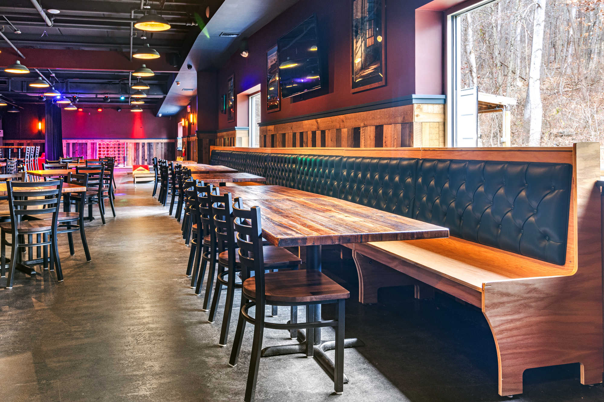 Restaurant wood bench seating discount