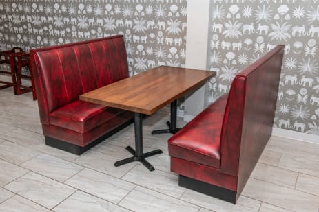 Buy FR Restaurant Booths Series Channel Tufted Upholstered 3/4 Circle Booth  with Metal Leg Base Online - Booths & Benches - Restaurant Furniture -  Commercial Seating - FurnitureRoots Product