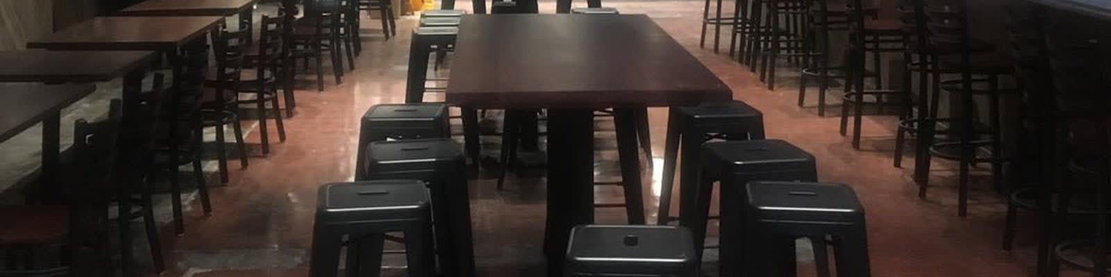 Metal chairs and bar stools