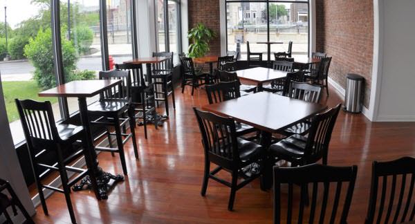 Restaurant bar stools and chairs setting