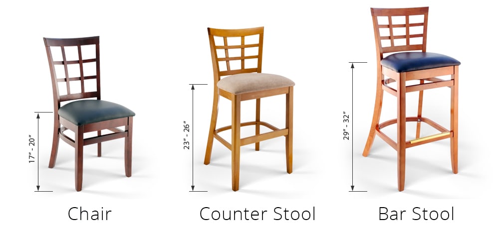 chair, bar stool, counter stool sizes