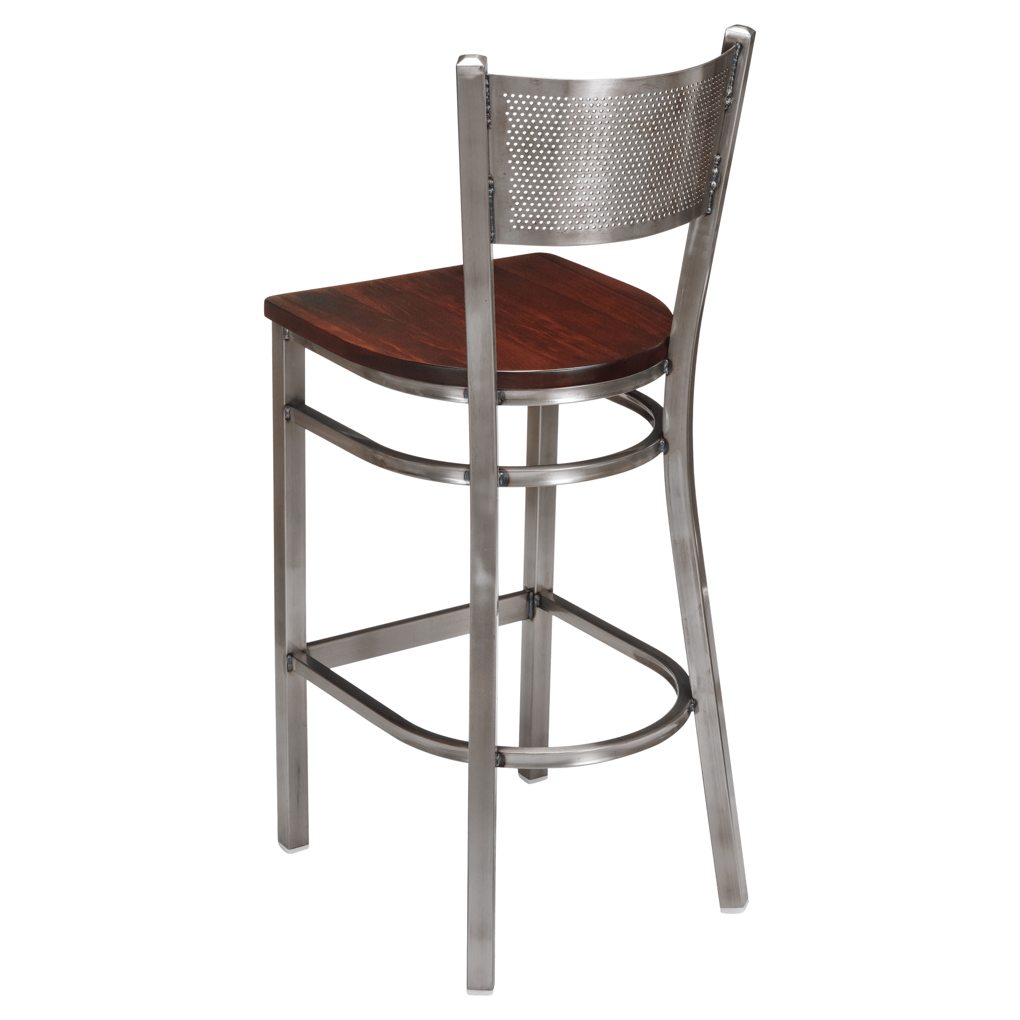 Clear Coat Checker Back Metal Bar Stool