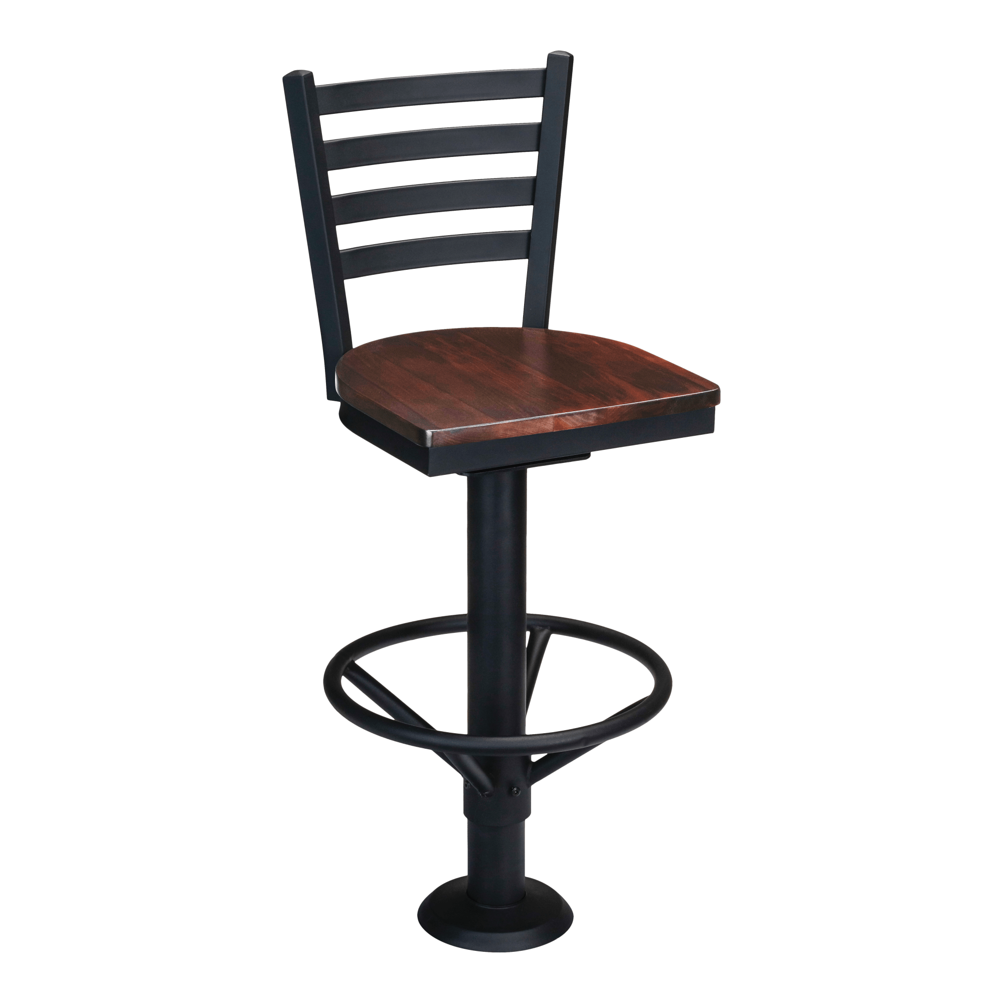 Ladder Back Bolt Down Metal Swivel Bar Stool