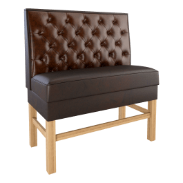 Buy FR Restaurant Booths Series Button Tufted Brown Vinyl Upholstered 1/2  Curved Booth in Solid Wood Online - Booths & Benches - Restaurant Furniture  - Commercial Seating - FurnitureRoots Product