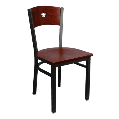 Black Interchangeable Back Metal Chair With a Star in the Back