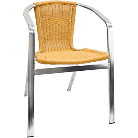 Double Tube Aluminum and Rattan Patio Chair in Natural Finish
