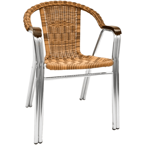 Aluminum and Wicker Patio Chair in Natural Color