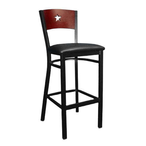 Black Interchangeable Back Metal Bar Stool With a Star in the Back