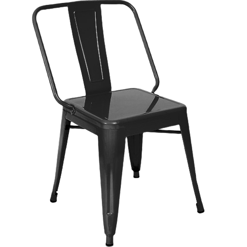 Extra Wide Bistro Style Metal Chair in Black Finish