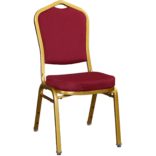 Premium Metal Stack Chair with Sun Gold Frame and 2001 Red Fabric