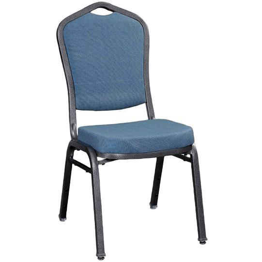 Premium Metal Stack Chair - Silver Vein Frame with Blue 2162 Fabric