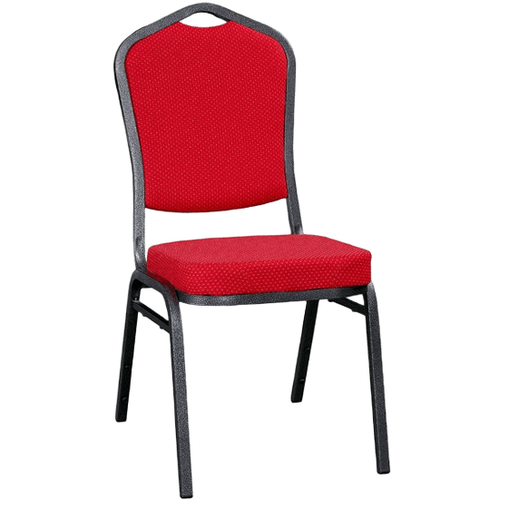 Metal Stack Chair - Silver Vein Frame with Red Fabric