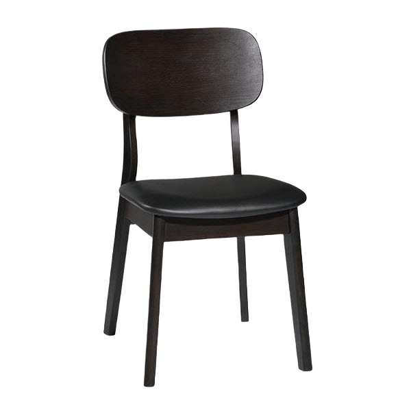  Dark Walnut Wood Chair with Black Vinyl Seat