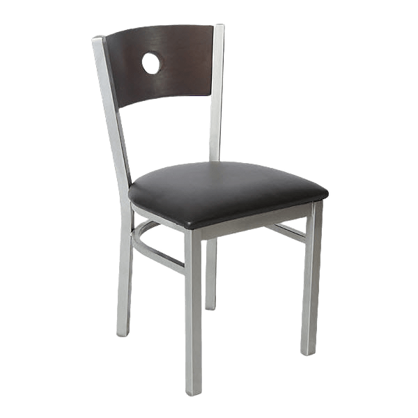Silver Interchangeable Back Metal Restaurant Chair with a Circled Back