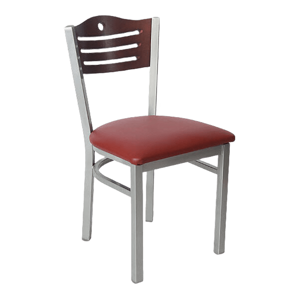 Silver Interchangeable Back Metal Restaurant Chair with Slats & Circle