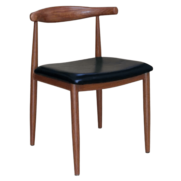 Wood Grain Metal Chair with Walnut Finish