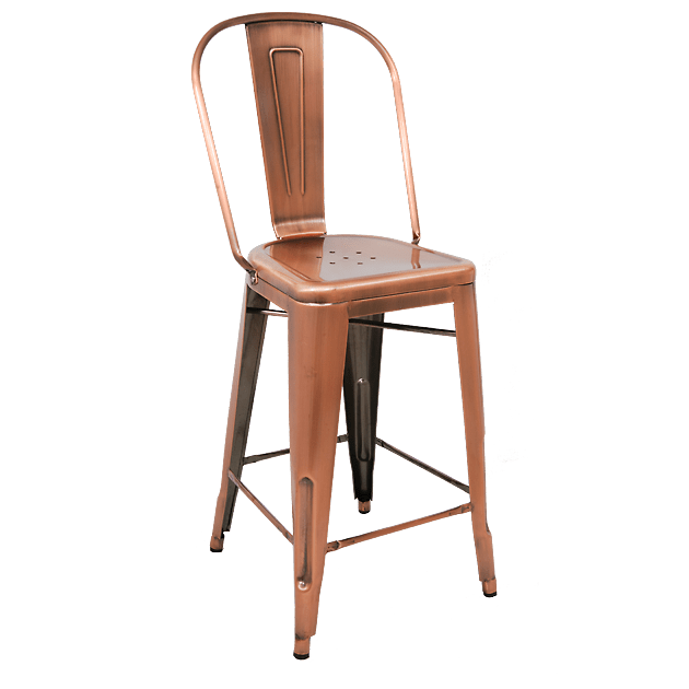 Bistro Style Metal Restaurant Bar Stool in Copper Finish