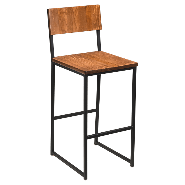 Indy Metal Bar Stool with Wood Back