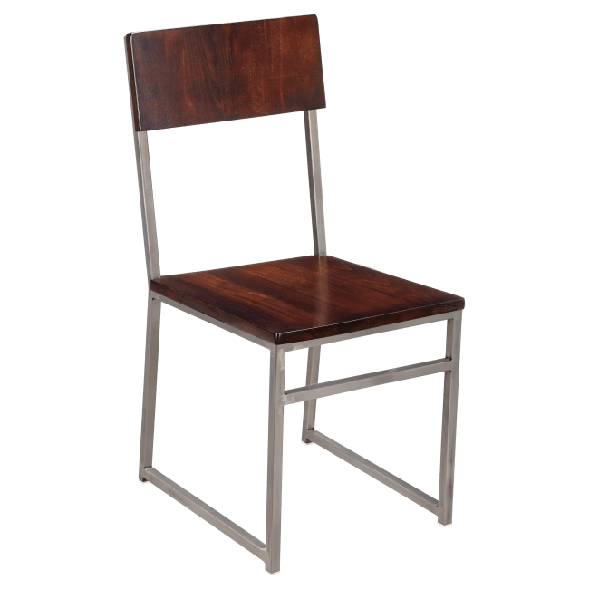 Indy Metal Chair with Clear Coated Finish and Wood Back
