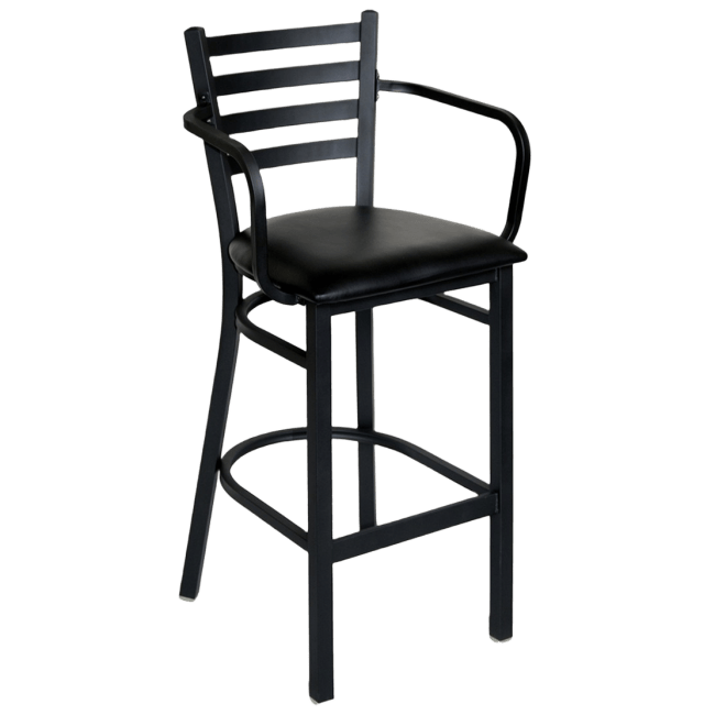 Ladder Back  Metal Bar Stool with Arms