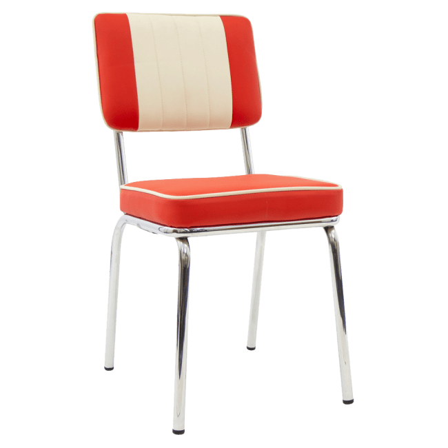 Retro Metal Chair in Red Vinyl