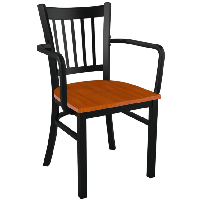 Metal Vertical Slat Restaurant Chair with Arms