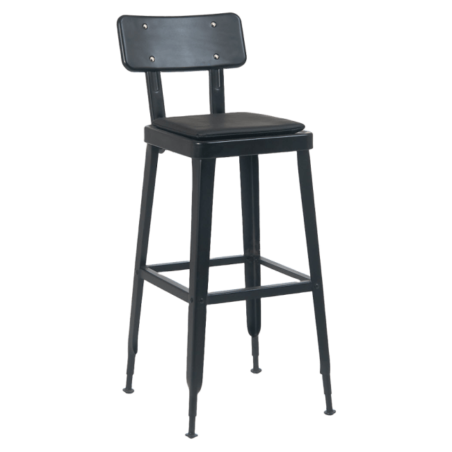 Laurie Bistro-Style Metal Bar Stool in Black Finish