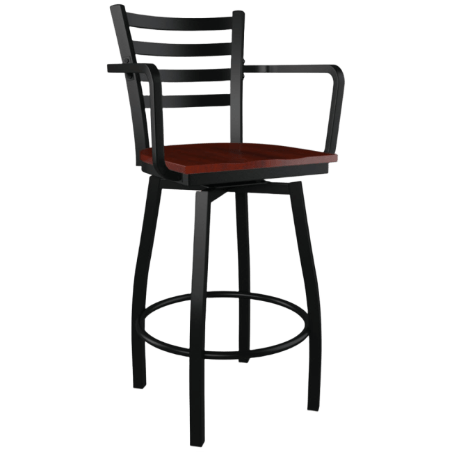 Swivel Ladder Back Metal Bar Stool with Arms