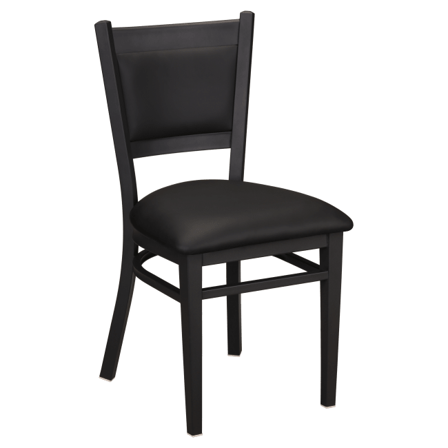 Black Vinyl Upholstered Back Metal Restaurant Chair