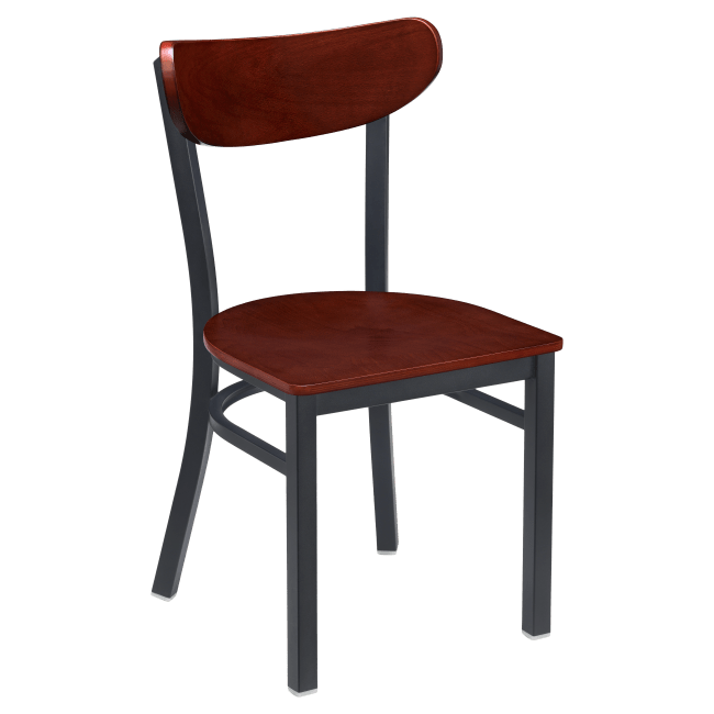 Curvy Metal Chair with Wood Back