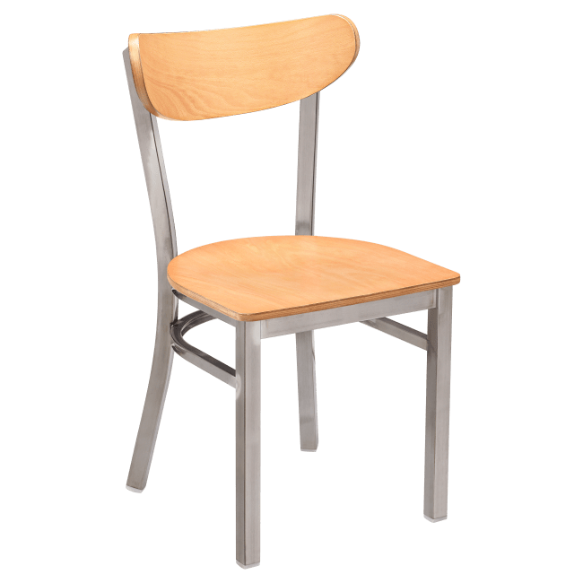 Curvy Chair in Clear Coat with Wood Back