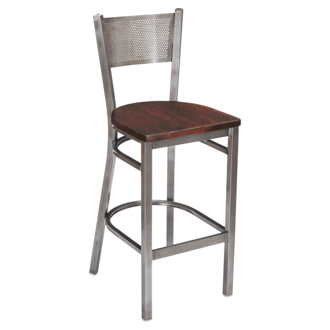Clear Coat Checker Back Metal Bar Stool