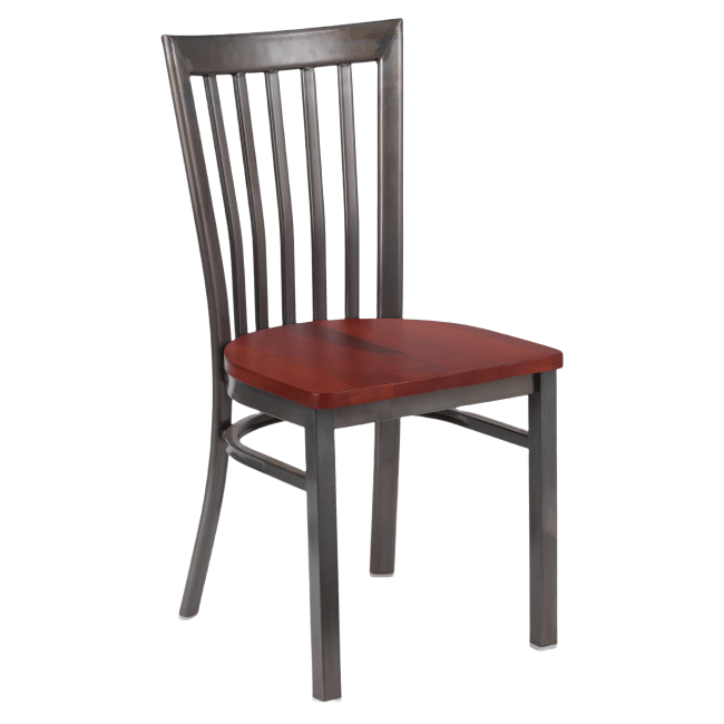 Clear Coat Elongated Vertical Slat Back Metal Chair