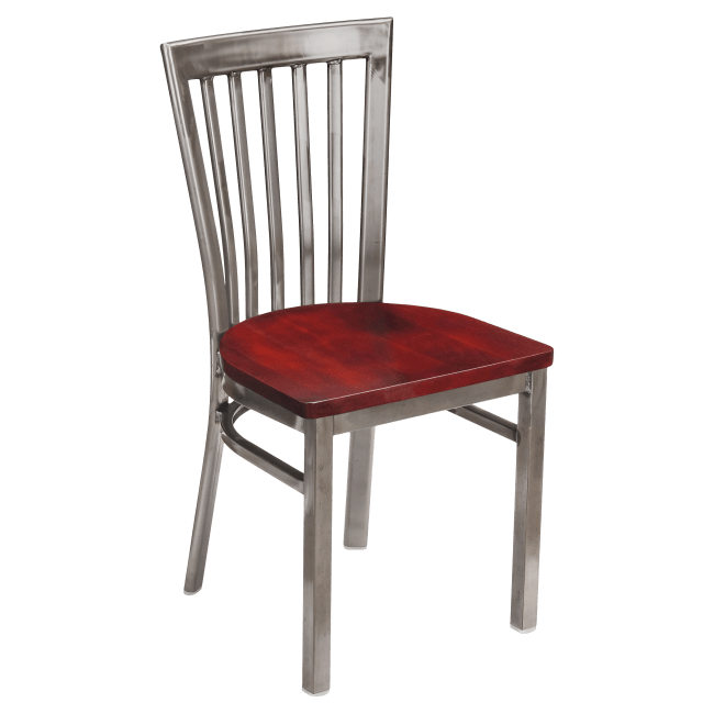 Clear Coat Elongated Vertical Slat Back Metal Chair