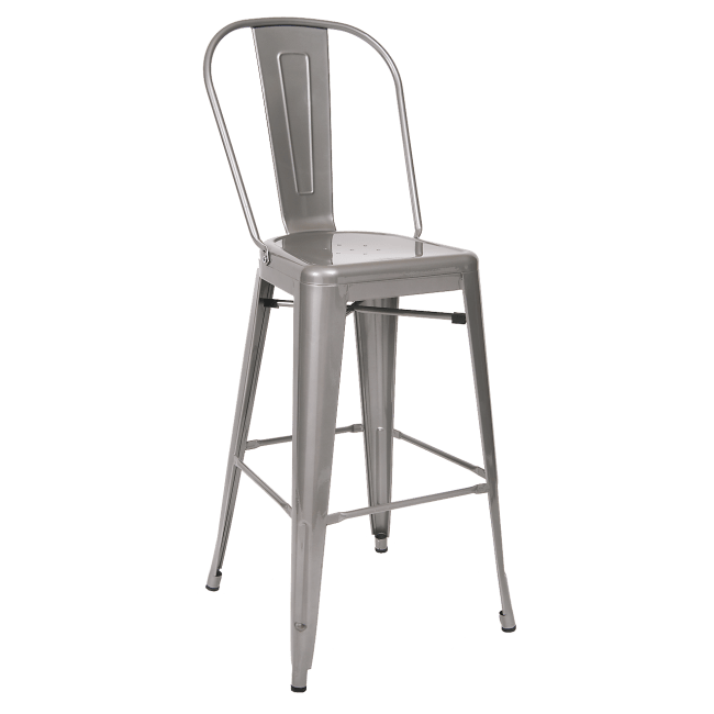 Clear Bistro Style Metal Bar Stool