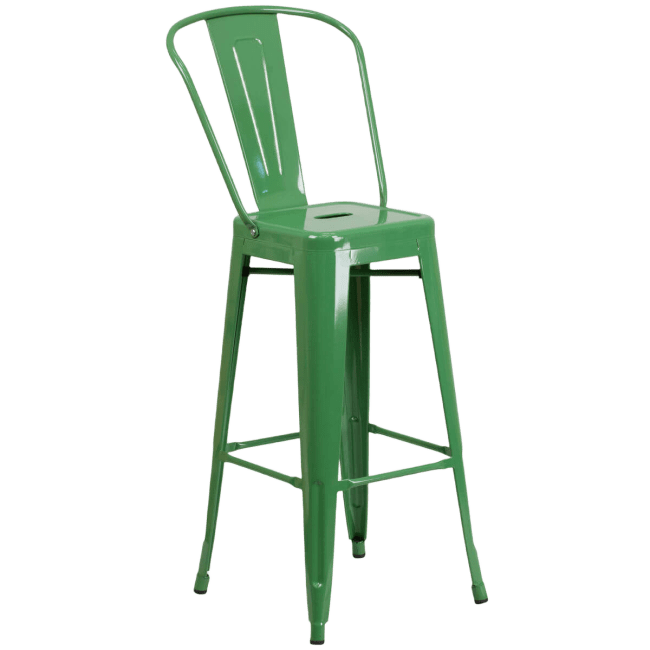Green Bistro Style Metal Bar Stool