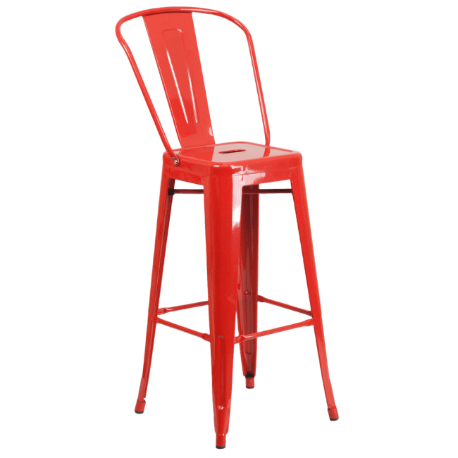 Red Bistro Style Metal Bar Stool