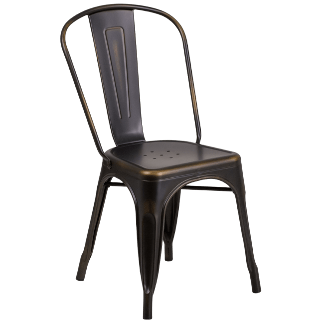 Distressed Bronze Bistro Style Metal Chair