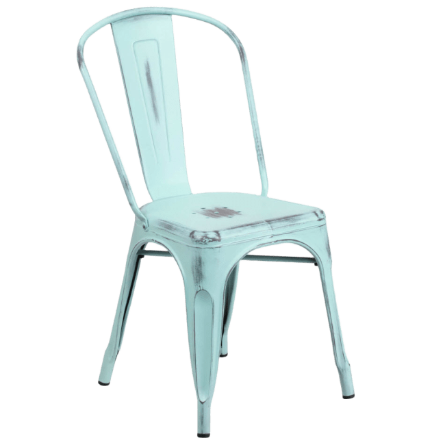 Distressed Ice Blue Bistro Style Chair
