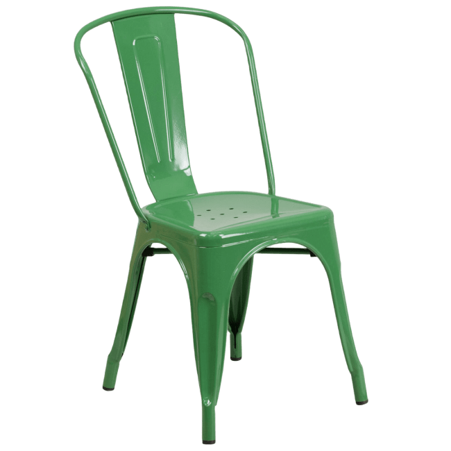 Green Bistro Style Metal Chair