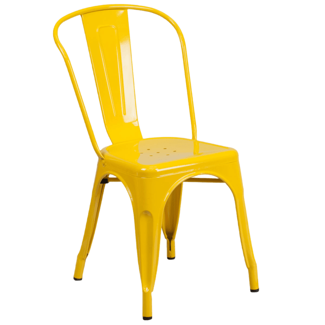 Yellow Bistro Style Metal Chair