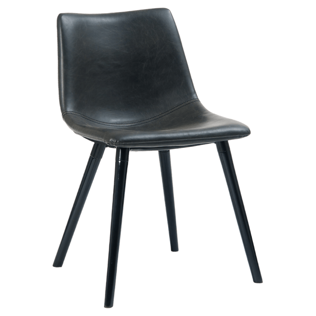 Vintage Style Metal Chair with Black Padded Seat and Back