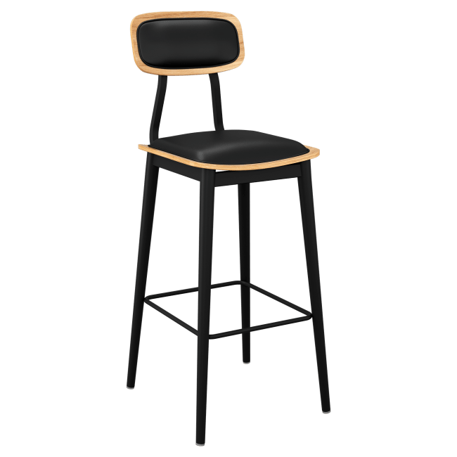 Basel Metal Bar Stool with Padded Back