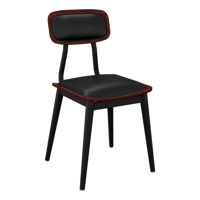 Basel Metal Chair with Padded Wood Back