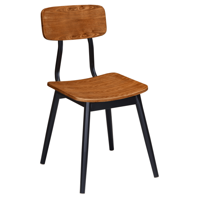 Basel Metal Chair with Wood Back and Seat
