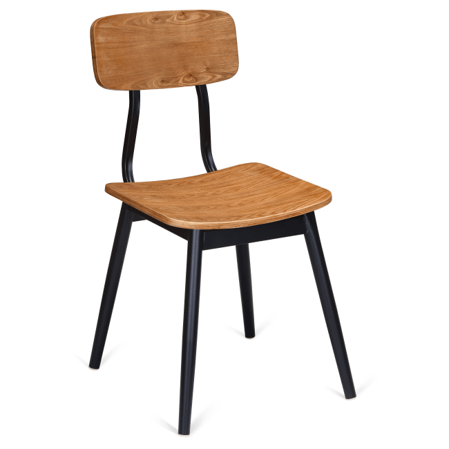 Basel Metal Chair with Wood Back and Seat