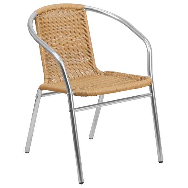 Economy Aluminum & Natural Rattan Patio Chair