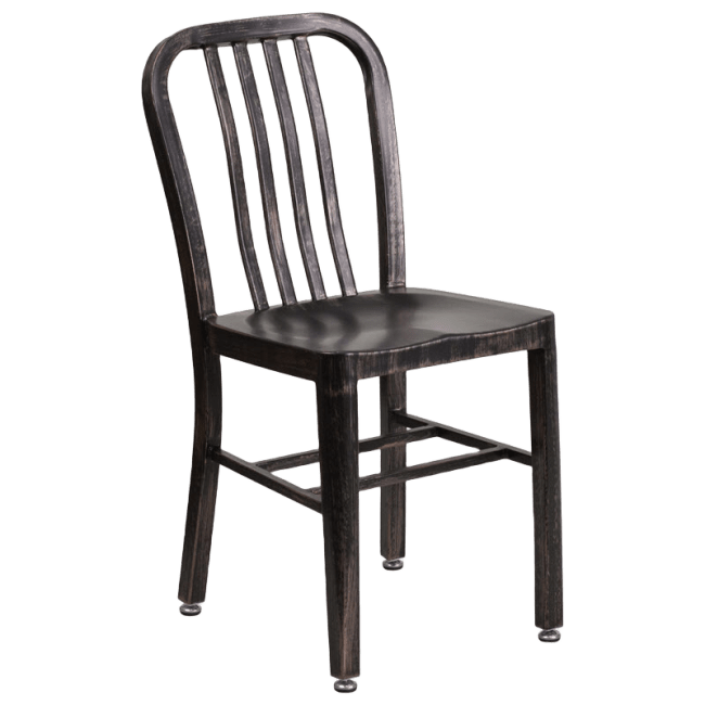Metal Patio Chair in Distressed Black