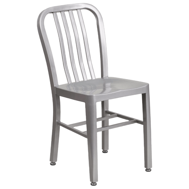 Metal Patio Chair in Silver Finish