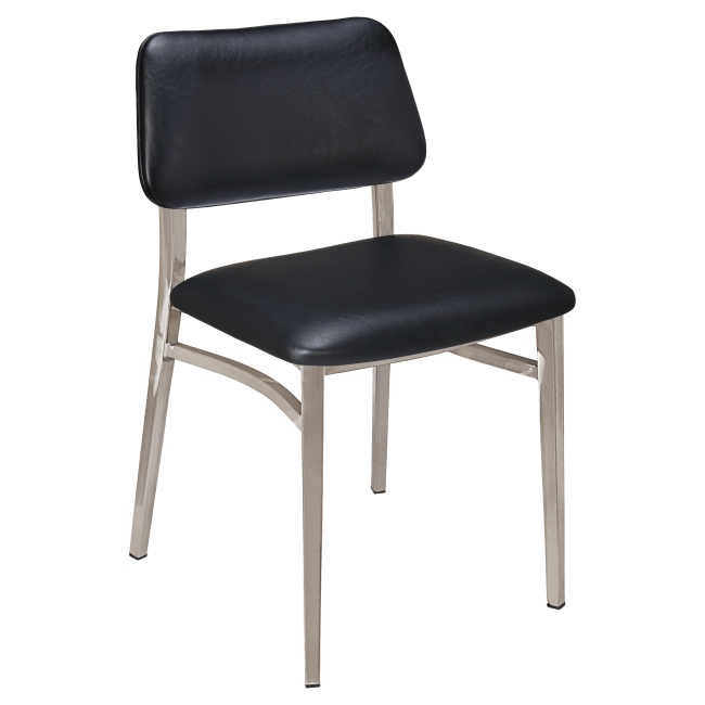 Luca Metal Chair with Padded Back in Clear Coat Finish